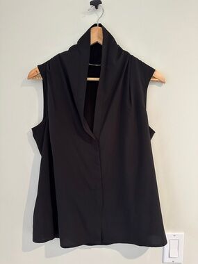 Calvin Klein Black Sleeveless Draped Neck Top